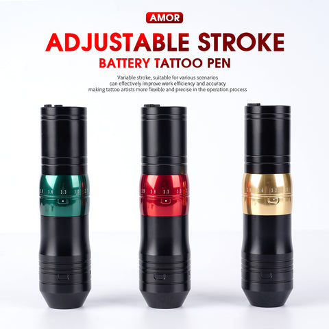 Arenahawk Adjustable 2.4-4.2 Stroke Battery Pen Tattoo Refill Machine with 1500mAh Wireless Power Coreless Motor Tattoo Equipment Supplies for Professional Tattoo Artists Beginners